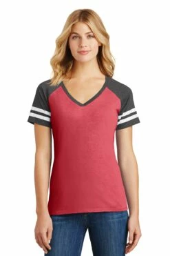 District Ladies' Game V-Neck Tee -Jiffyshirts Store 7419f4c0f4c26d