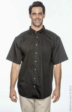 Men's Easy Blend™ Short-Sleeve Twill Shirt With Stain-Release -Jiffyshirts Store 748DB5D26614AA