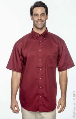 Men's Easy Blend™ Short-Sleeve Twill Shirt With Stain-Release -Jiffyshirts Store 74BEFBE5FB4DEE