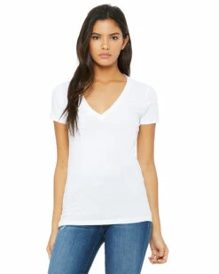 Ladies' Jersey Short-Sleeve Deep V-Neck T-Shirt -Jiffyshirts Store 7835a8fb1b8951