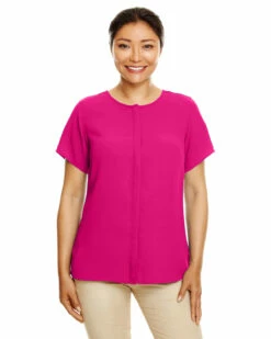 Ladies' Perfect Fit™ Short-Sleeve Crepe Blouse -Jiffyshirts Store 7ccc1c8257e154