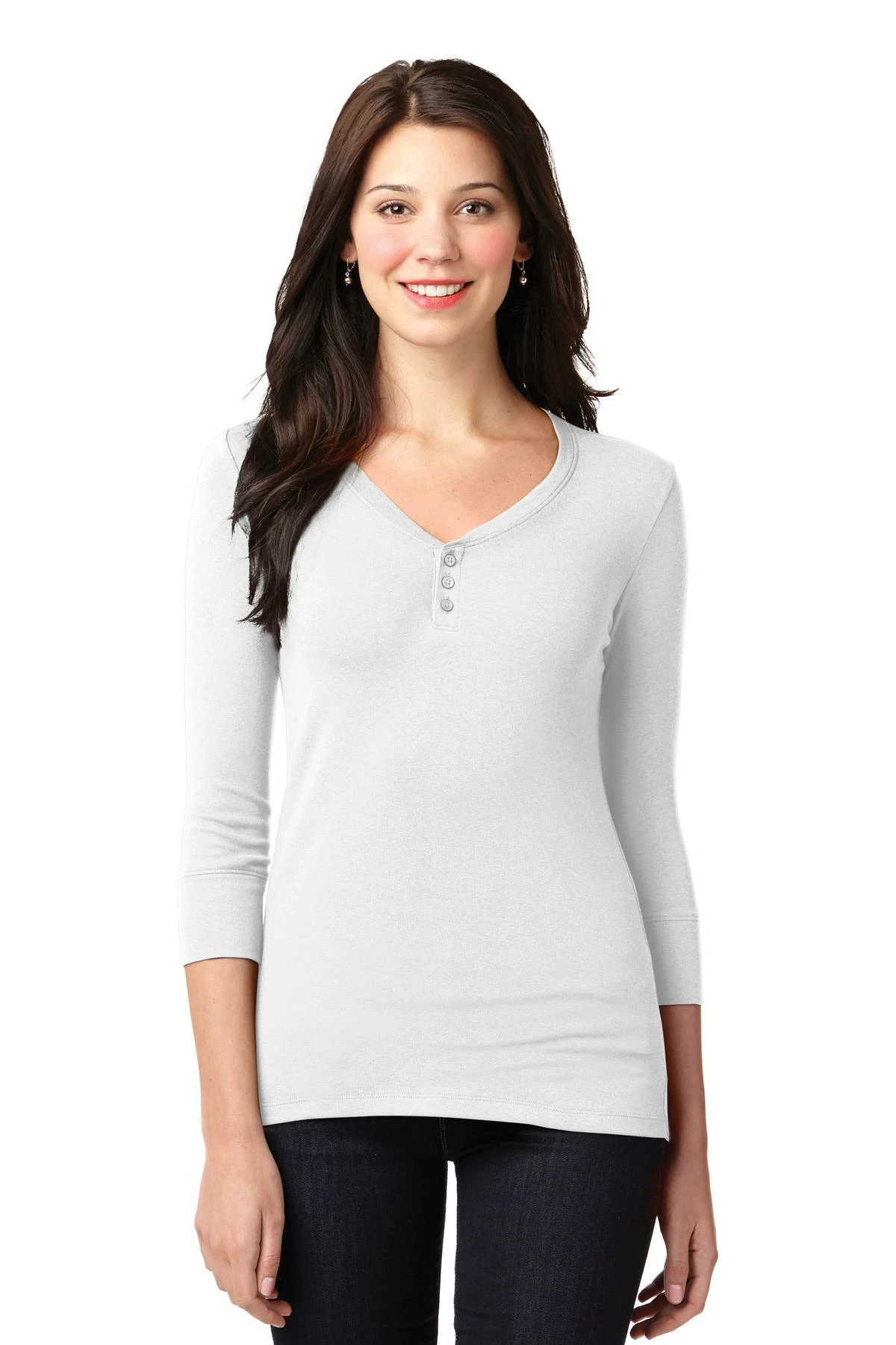 Ladies Concept Stretch 3/4-Sleeve Scoop Henley 8 Ladies Concept Stretch 3/4-Sleeve Scoop Henley - Image 6