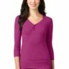 Ladies Concept Stretch 3/4-Sleeve Scoop Henley -Jiffyshirts Store 81320b5716a6e2