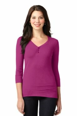 Ladies Concept Stretch 3/4-Sleeve Scoop Henley