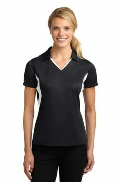 Ladies Side Blocked Micropique Sport-Wick Polo -Jiffyshirts Store 87709e64698332