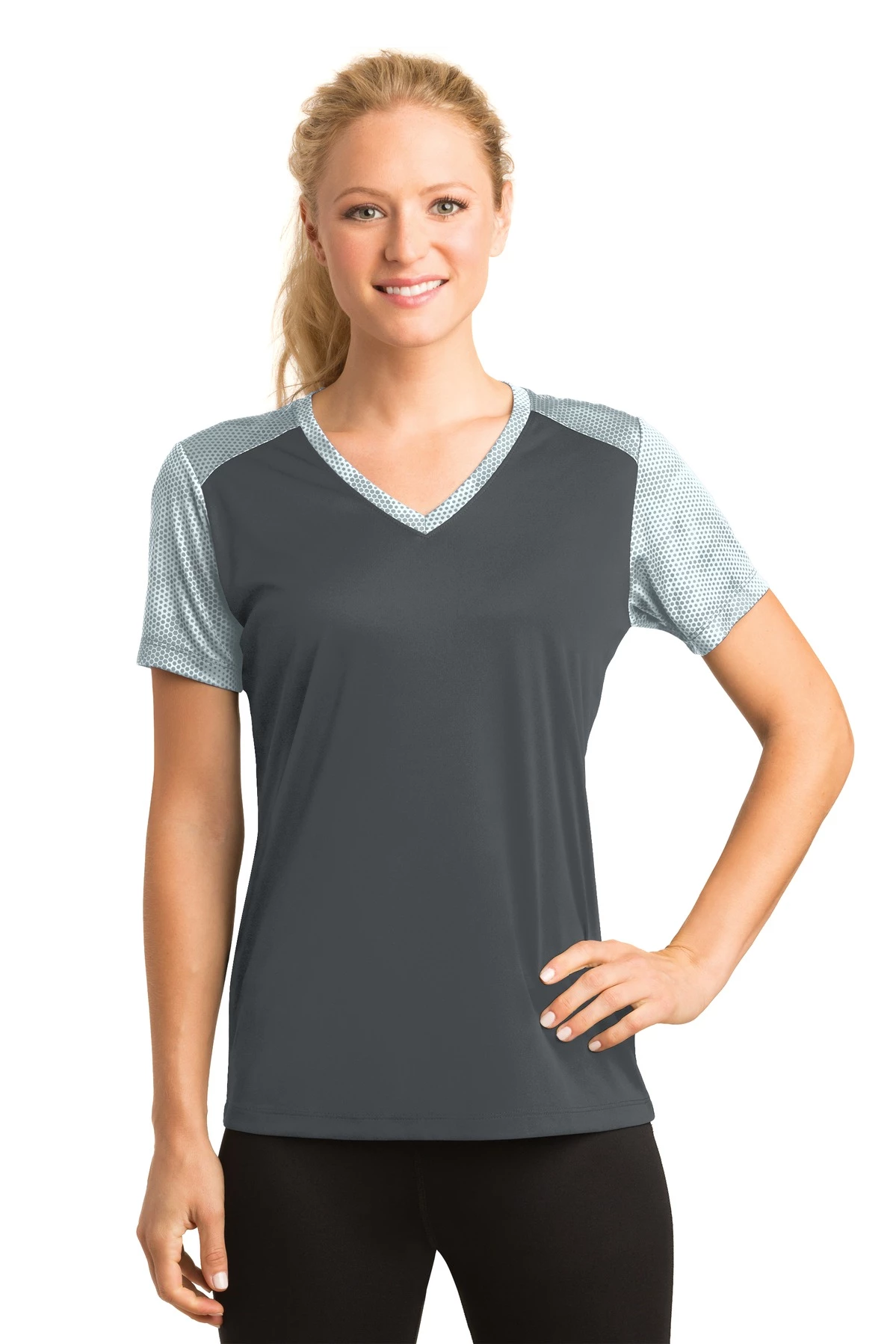 Ladies CamoHex Colorblock V-Neck Tee 7 Ladies CamoHex Colorblock V-Neck Tee - Image 5