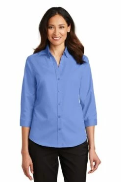 Ladies 3/4-Sleeve SuperPro Twill Shirt -Jiffyshirts Store 8ebabeb38125ad