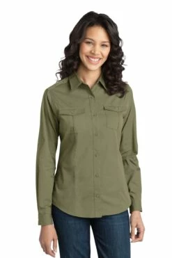 Ladies Stain-Release Roll Sleeve Twill Shirt -Jiffyshirts Store 8ee3d5c4a33d2a