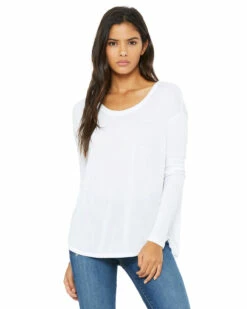 Ladies' Flowy Long-Sleeve T-Shirt With 2x1 Sleeves -Jiffyshirts Store 911124f184791a