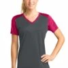 Ladies CamoHex Colorblock V-Neck Tee