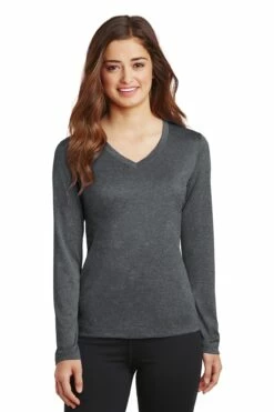 Ladies Long Sleeve Heather Contender V-Neck Tee 17 Ladies Long Sleeve Heather Contender V-Neck Tee -Jiffyshirts Store 94db96f443f305