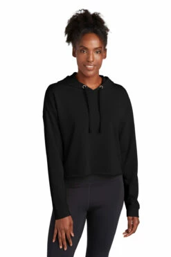 Ladies PosiCharge Tri-Blend Wicking Fleece Crop Hooded Pullover -Jiffyshirts Store 973178446c4533