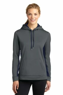 Ladies Sport-Wick Fleece Colorblock Hooded Pullover -Jiffyshirts Store 998b6e6353ee03
