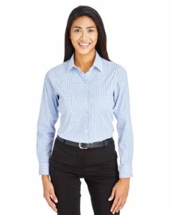 CrownLux Performance™ Ladies' Micro Windowpane Shirt -Jiffyshirts Store 9f99b2953b837e