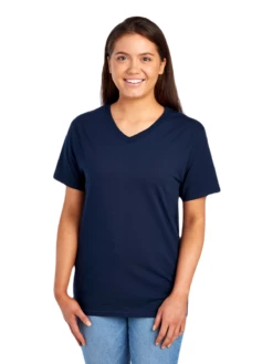 FRUIT OF THE LOOM Adult 5 Oz. HD Cotton™ V-Neck T-Shirt -Jiffyshirts Store JPG 39VR Jnavy FRONT 0118 1680004736