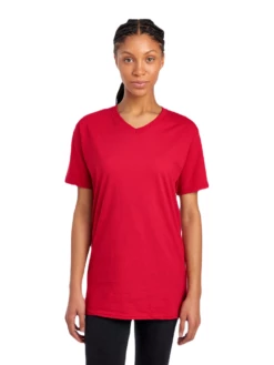 FRUIT OF THE LOOM Adult 5 Oz. HD Cotton™ V-Neck T-Shirt -Jiffyshirts Store JPG 39VR True Red FRONT 3767 1680004736