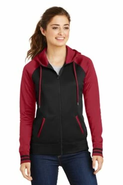 Ladies Sport-Wick Varsity Fleece Full-Zip Hooded Jacket -Jiffyshirts Store a00f45bcd854ad
