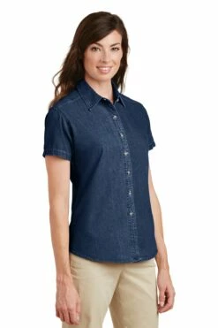 Ladies Short Sleeve Value Denim Shirt 10 Ladies Short Sleeve Value Denim Shirt -Jiffyshirts Store a4c3c498d1b4db