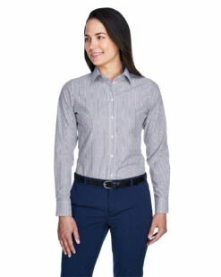Ladies' Crown Woven Collection™ Banker Stripe -Jiffyshirts Store a8815a7ea83315