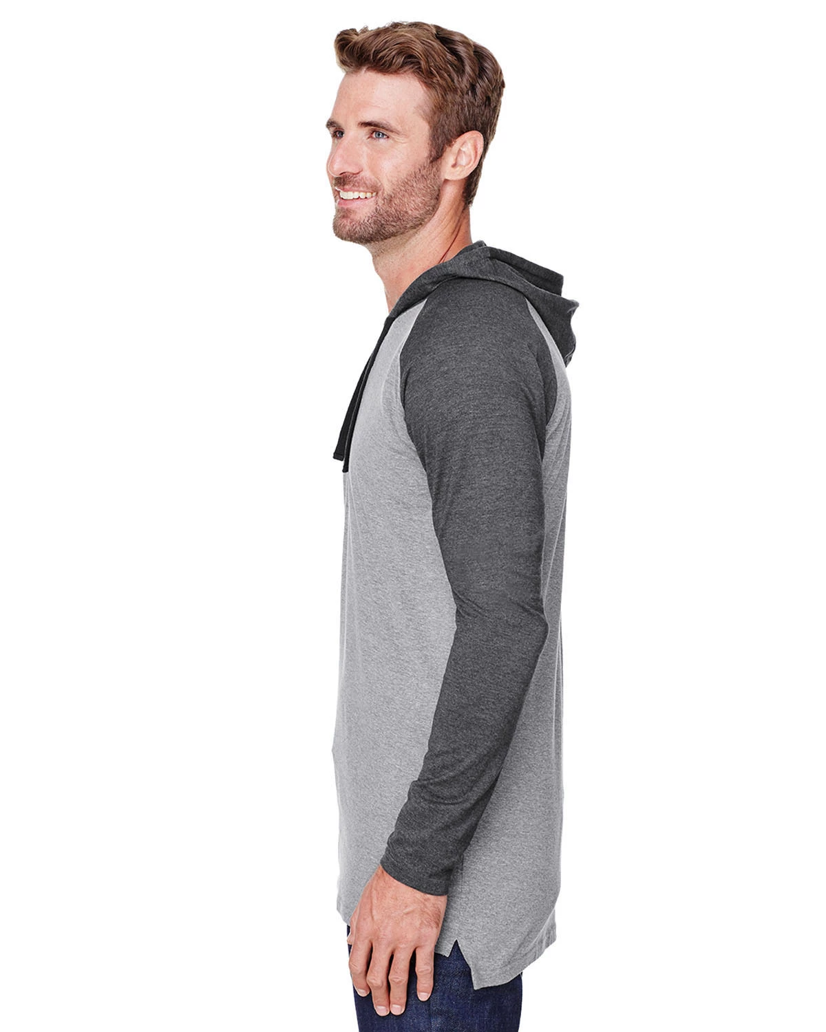 Men's Hooded Raglan Long Sleeve Fine Jersey T-Shirt 4 Men's Hooded Raglan Long Sleeve Fine Jersey T-Shirt - Image 2