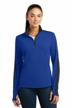 Ladies Sport-Wick Textured Colorblock 1/4-Zip Pullover -Jiffyshirts Store b07f273637a6d2