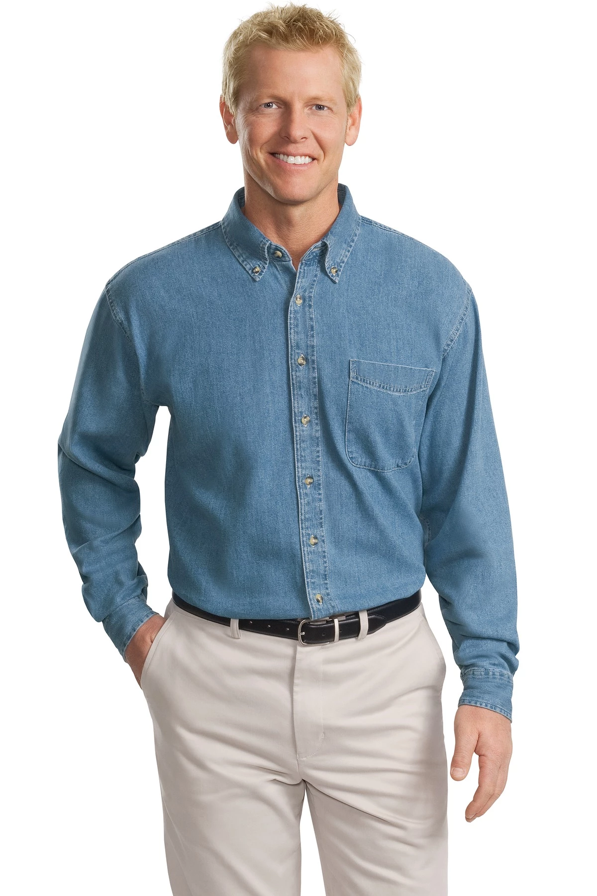 Tall Long Sleeve Denim Shirt 6 Tall Long Sleeve Denim Shirt - Image 4