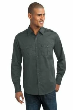 Stain-Release Roll Sleeve Twill Shirt 14 Stain-Release Roll Sleeve Twill Shirt -Jiffyshirts Store b4e827b4eab516