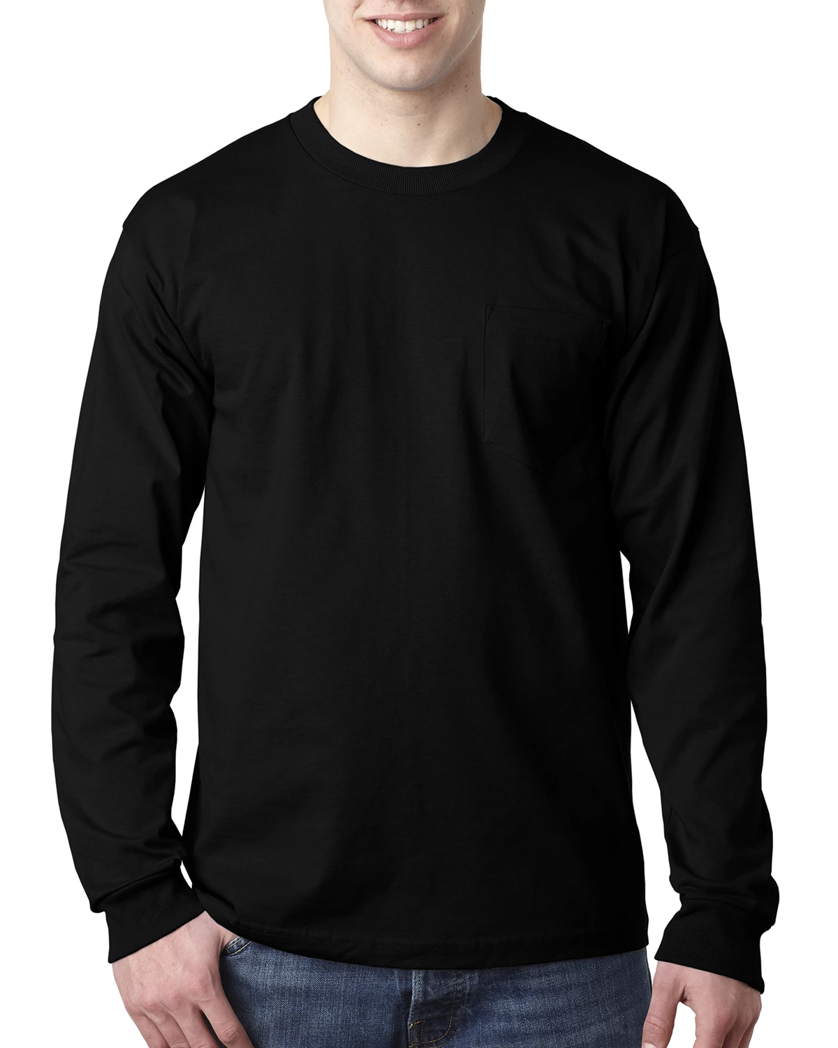 Adult Unisex 6.1 Oz., 100% Cotton Long Sleeve Pocket T-Shirt 9 Adult Unisex 6.1 Oz., 100% Cotton Long Sleeve Pocket T-Shirt - Image 7