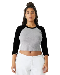 Ladies' Micro Ribbed 3/4 Raglan Baby Tee