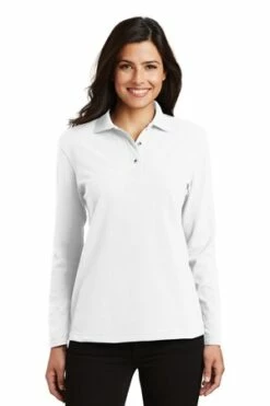 Ladies Silk Touch Long Sleeve Polo -Jiffyshirts Store ba57d77aaf5a76