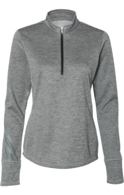 ADIDAS Ladies' 3-Stripes Heather Quarter-Zip -Jiffyshirts Store bcc08db53aebbd