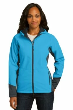 Ladies Vertical Hooded Soft Shell Jacket -Jiffyshirts Store bd8f4b28560744
