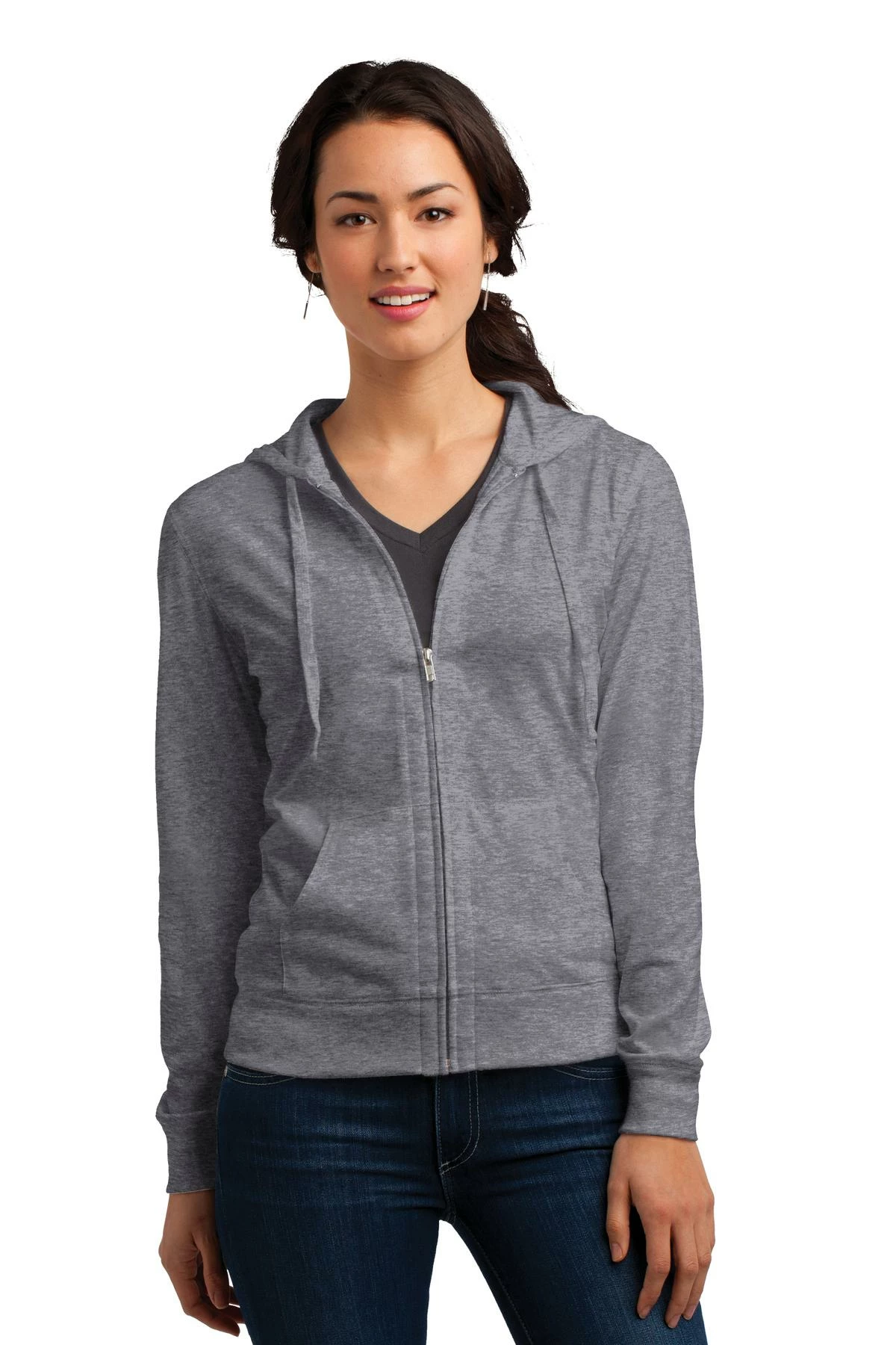 District Ladies' Fitted Jersey Full-Zip Hoodie 7 District Ladies' Fitted Jersey Full-Zip Hoodie - Image 5