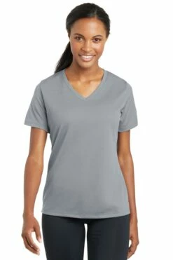 Ladies PosiCharge RacerMesh V-Neck Tee -Jiffyshirts Store cfd96a357bebf4