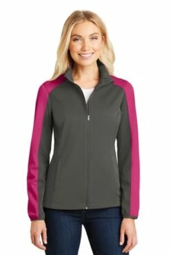 Ladies Active Colorblock Soft Shell Jacket -Jiffyshirts Store d16549bdc4d455
