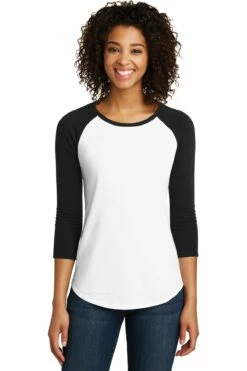 District Ladies' Fitted (Junior Fit ) Very Important Tee 3/4-Sleeve Raglan -Jiffyshirts Store d85f2ba4843781