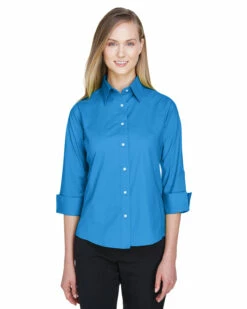 Ladies' Perfect Fit™ 3/4-Sleeve Stretch Poplin Blouse 16 Ladies' Perfect Fit™ 3/4-Sleeve Stretch Poplin Blouse -Jiffyshirts Store dc2105fb482416