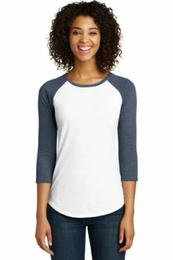 District Ladies' Fitted (Junior Fit ) Very Important Tee 3/4-Sleeve Raglan -Jiffyshirts Store df60dbba867e27