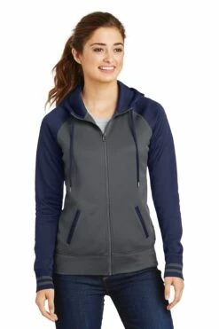 Ladies Sport-Wick Varsity Fleece Full-Zip Hooded Jacket -Jiffyshirts Store e38c3c84cebba7