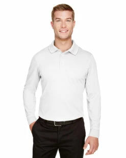 CrownLux Performance™ Men's Plaited Long Sleeve Polo -Jiffyshirts Store e5b7abfa23093f