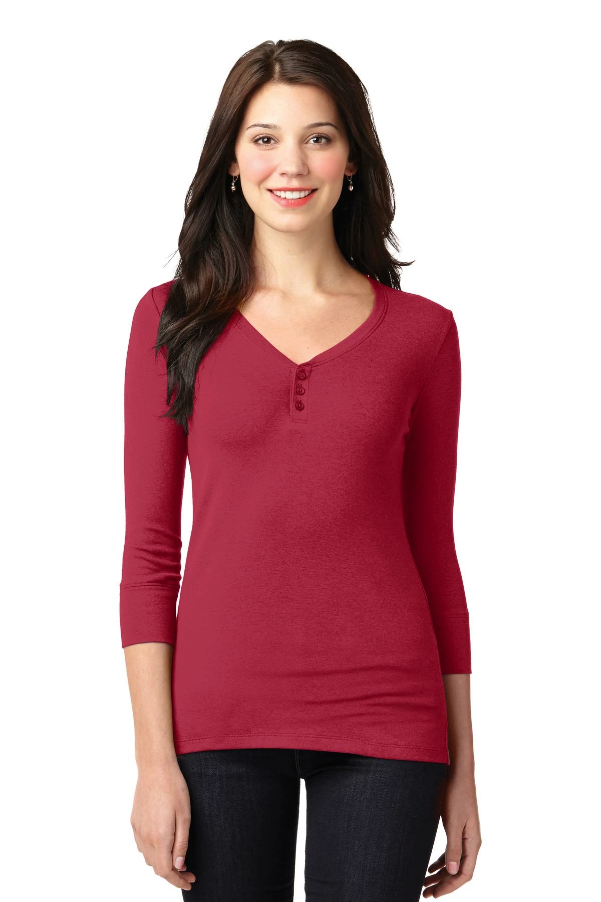 Ladies Concept Stretch 3/4-Sleeve Scoop Henley 10 Ladies Concept Stretch 3/4-Sleeve Scoop Henley - Image 8