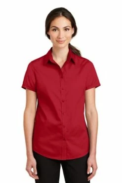 Ladies Short Sleeve SuperPro Twill Shirt -Jiffyshirts Store eac986b00ecd54
