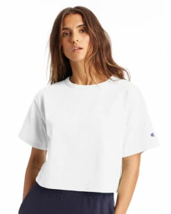 Champion Ladies' Cropped Reverse Weave T-Shirt -Jiffyshirts Store ead88ed309d0e9