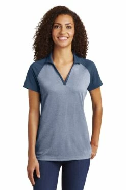 Ladies PosiCharge RacerMesh Raglan Heather Block Polo -Jiffyshirts Store ec41e5cc9c9a7a