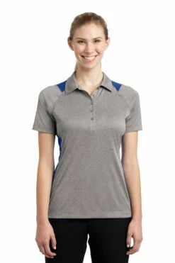 Ladies Heather Colorblock Contender Polo -Jiffyshirts Store ef90bcc53dc938