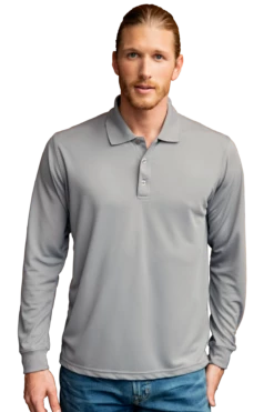 Omega Long Sleeve Solid Mesh Tech Polo
