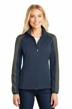 Ladies Active Colorblock Soft Shell Jacket -Jiffyshirts Store f30b85088befaa