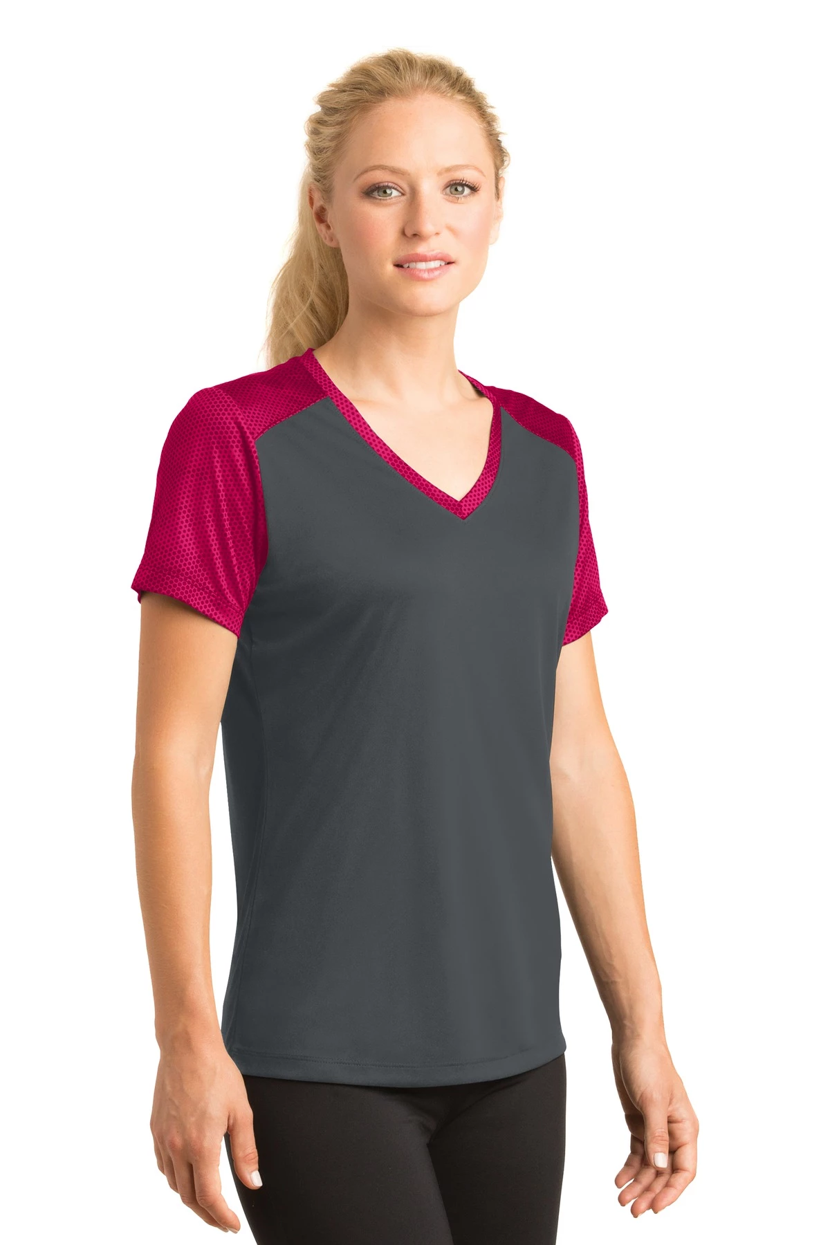 Ladies CamoHex Colorblock V-Neck Tee 4 Ladies CamoHex Colorblock V-Neck Tee - Image 2