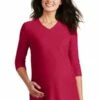 Port Authority Ladies Silk Touch Maternity 3/4-Sleeve V-Neck Shirt