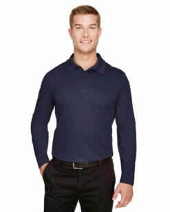 CrownLux Performance™ Men's Plaited Long Sleeve Polo -Jiffyshirts Store ffe364760f7371